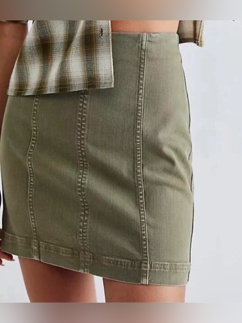 Free People Olive Green Utility Mini Skirt Y2K Size 6